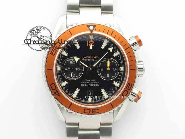 0423 Sophisticated Planet Ocean Master Chronometer Chrono SS OM 1:1 Best Edition Orange On SS Bracelet A 8156